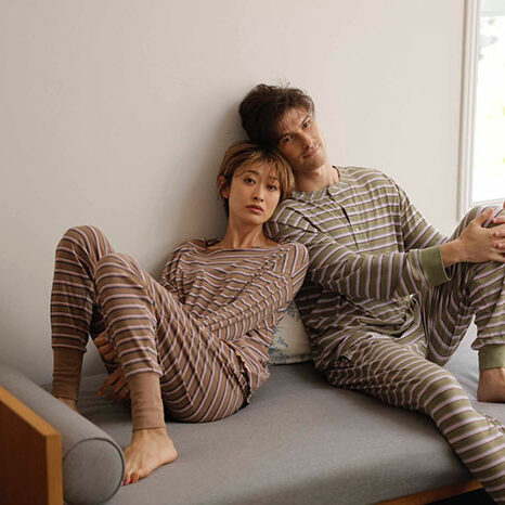 パジャマ「Yum 」(ユーム)トップス＆パンツセット マザーデニム 山田優ディレクションブランド“Yum”の人気アイテム「マルチボーダー