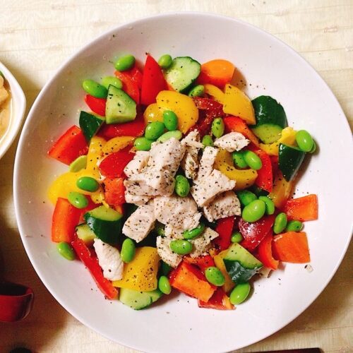 ゆで鶏と夏野菜のサラダ2