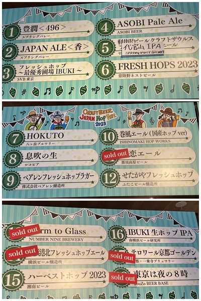 クラフトビール ジャパンホップフェスト2023のメニュー