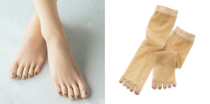 フラフィールの素肌風5本指ネイルソックス①