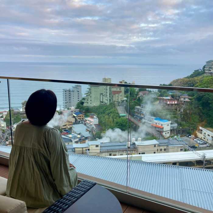 熱川プリンスホテルのテラスの絶景