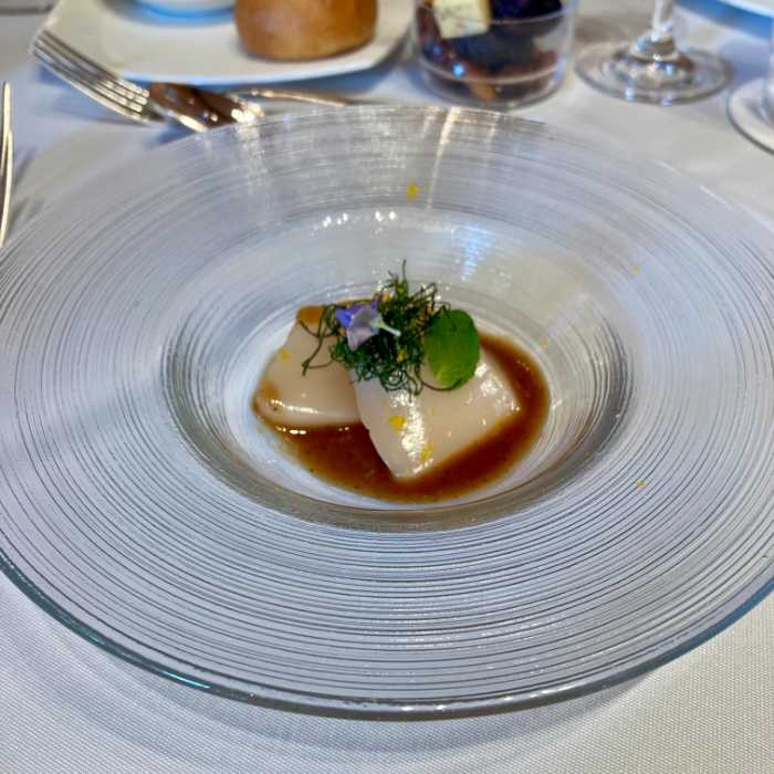 California Grown Media & Trade Tasting Eventの北海道産ホタテ カリフォルニアプルーンとオレンジポン酢、ミント