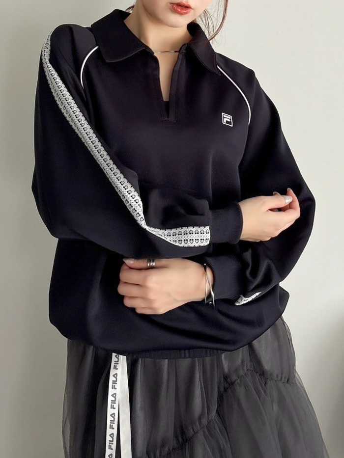 【FILA✖️dazzlinコラボ】 ダークグレー ジッパージャケット dazzlin × FILA 別注コレクションが登場♡上品スポーツMIXな秋冬