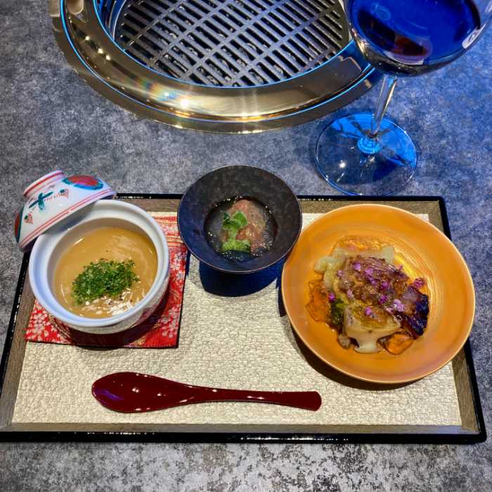 極みコースの旬菜、温物