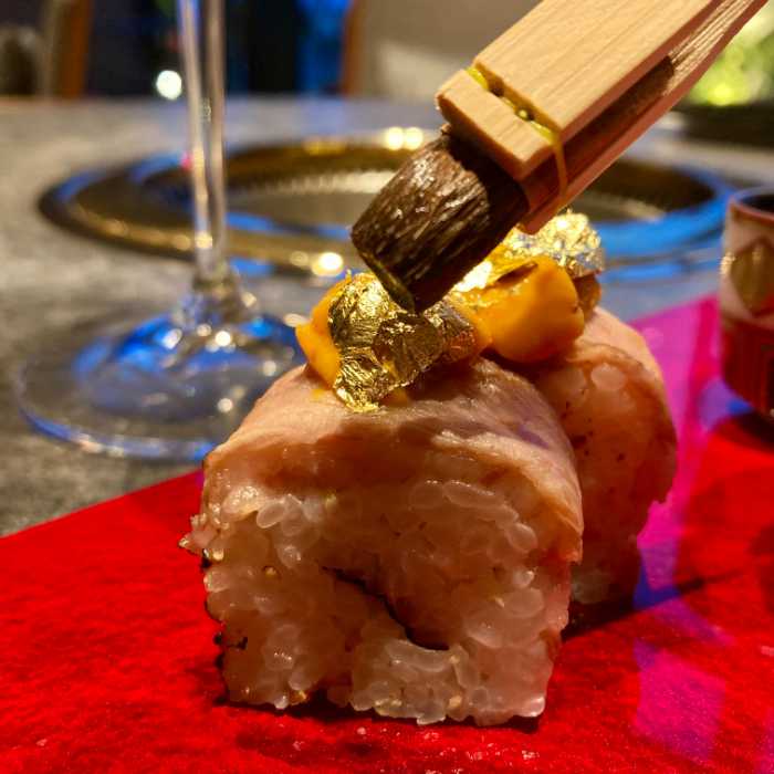 極みコースの黒毛和牛肉寿司