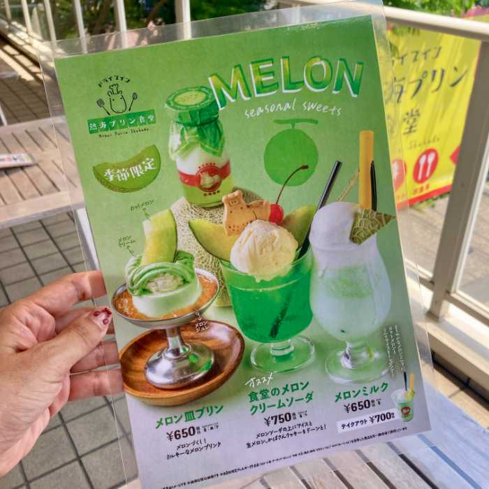 ドライブイン熱海プリン食堂のメロンメニュー
