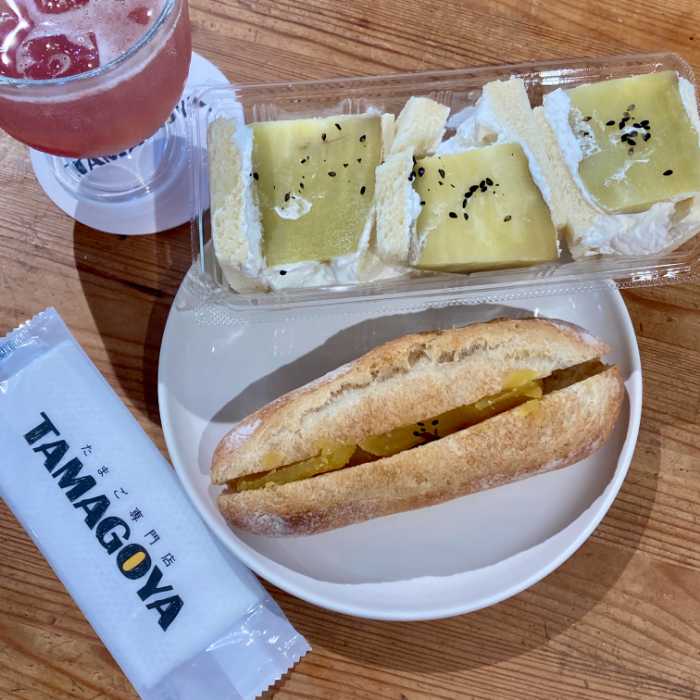 TAMAGOYAベーカリーカフェの芋あんフランスと焼き芋サンド